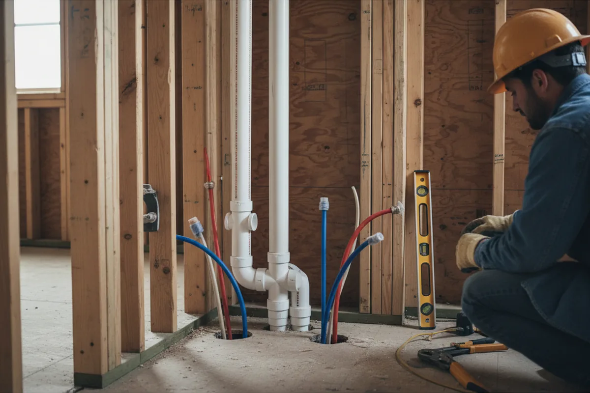 Drain and supply rough-in during Leak Detection in Centerville